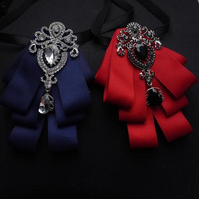Detachable Bow Tie Brooch Silk Ribbon Collar Pin for Shirts & Blouses Fashion Floral Bow Clip for Women's Casual Outfit
