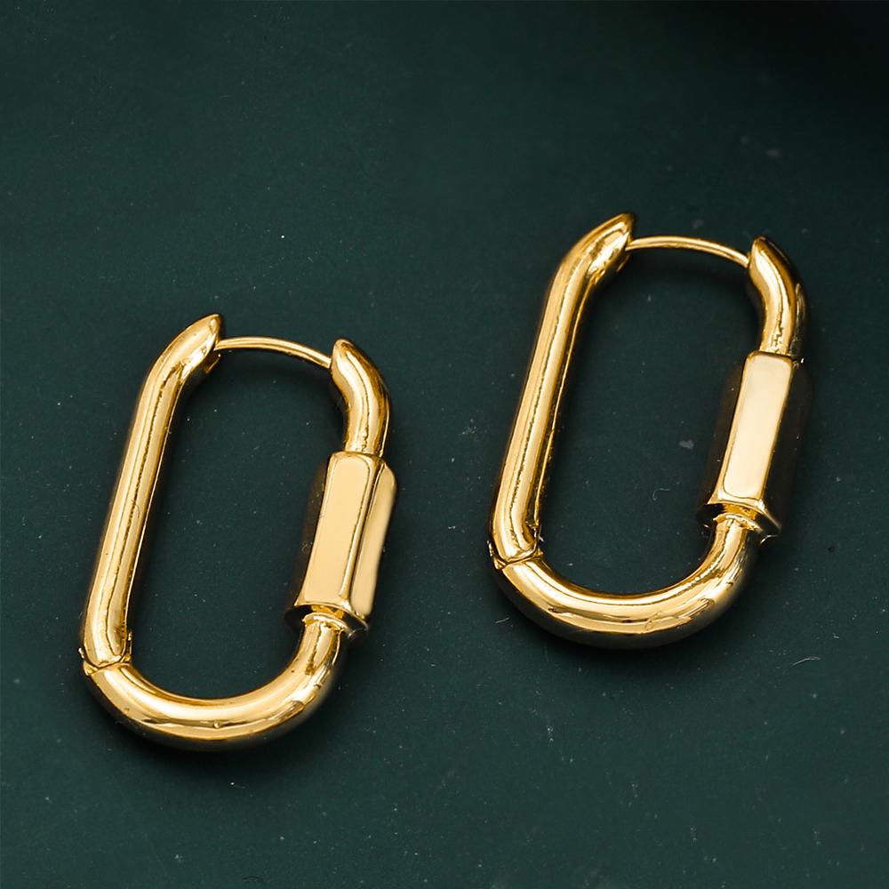 

Fashion U Shape Lightning Circle Hollow Hoop Earrings for Women Punk Gold-plated Geometric Twisted Earrings Piercing Zircon