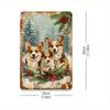 Vintage Christmas Corgi Metal Tin Sign Wall Art 20x30cm Home Gym Cafe Decor