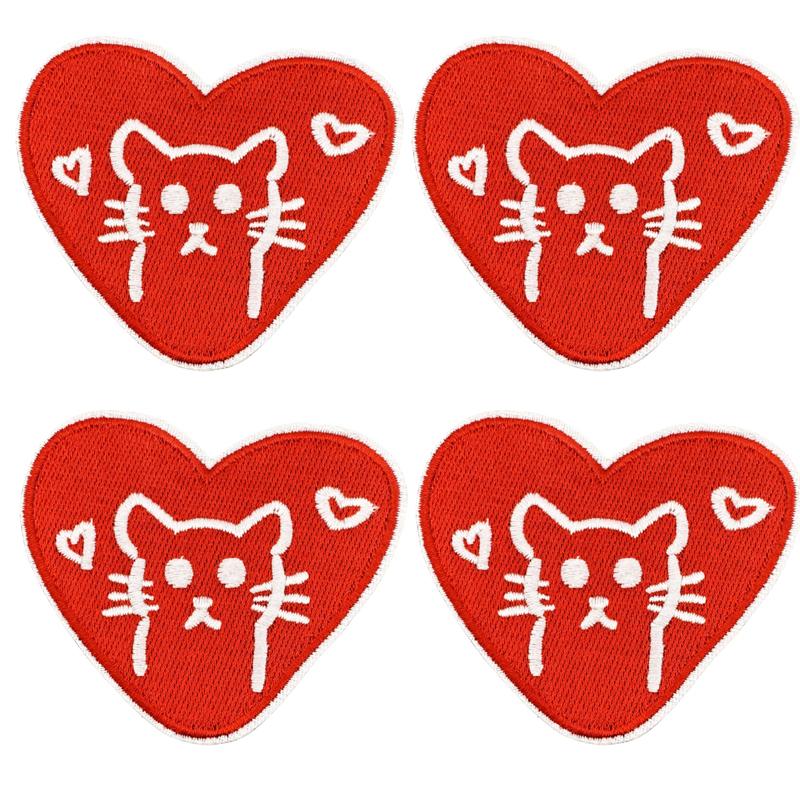 10 STÜCKE Großhandel Rotes Liebesherz Sterne Stickerei Aufnäher Katze Cartoon/Buchstaben Aufnäher Aufbügler Für Kleidung Hut Nähen Abzeichen DIY
