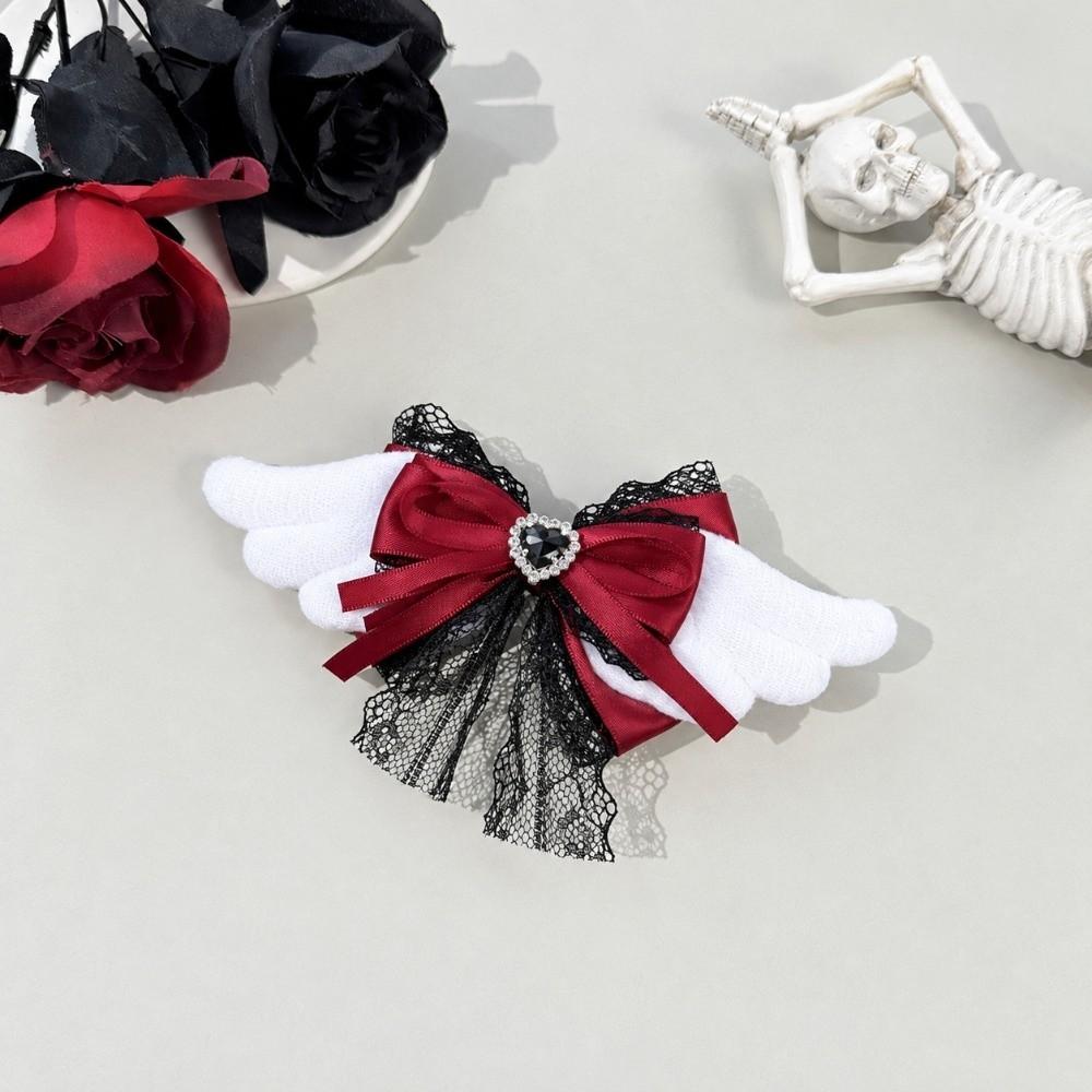 Lace Trim Lace Bow Hair Clip Angel Wings Lolita Hair Accessories Gothic Hairpin for Girls