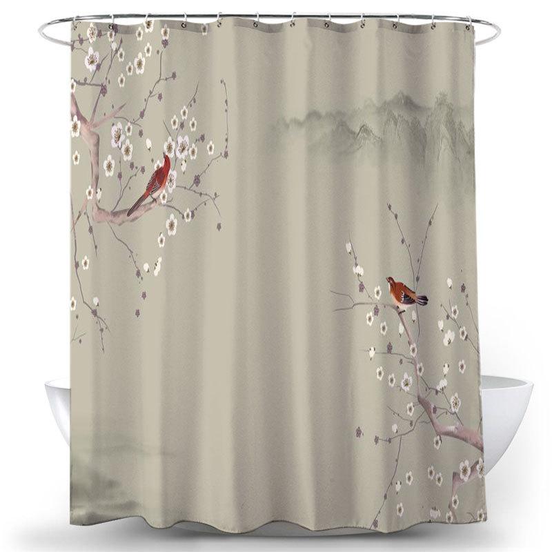 Flower and Bird Shower Curtain Waterproof Bathroom Decorative 3D Printed Fabric Decorative Shower Curtain cortina de la ducha