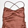 Women's Halter Satin Backless Strappy Waisted Long Dresses