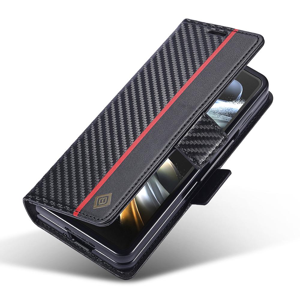 LC.IMEEKE For Samsung Galaxy Z Fold6 5G Case Carbon Fiber Texture Magnetic Closure Phone Cover