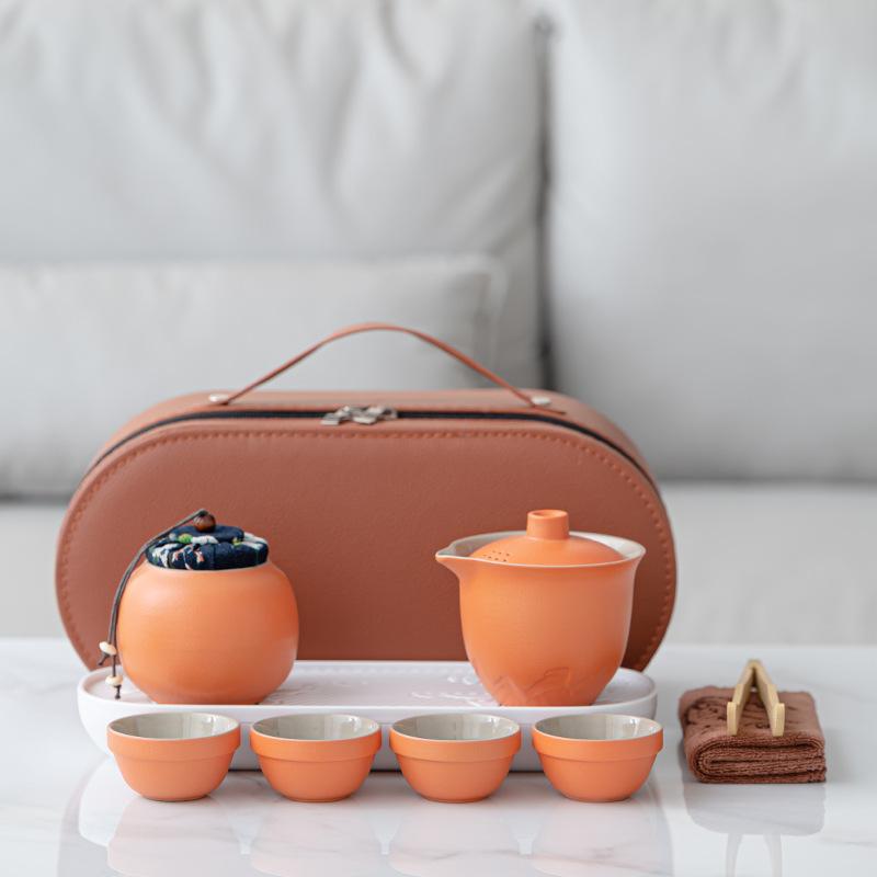 

Retro simple tea set coarse pottery Jiangshan portable outdoor teapot set