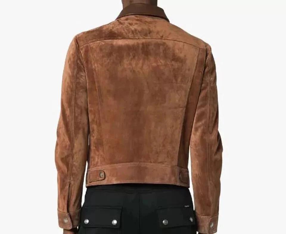 Jacket Moto Biker Coat Fashion New Men’s Jacket Real Suede Soft Trendy Tan Brown