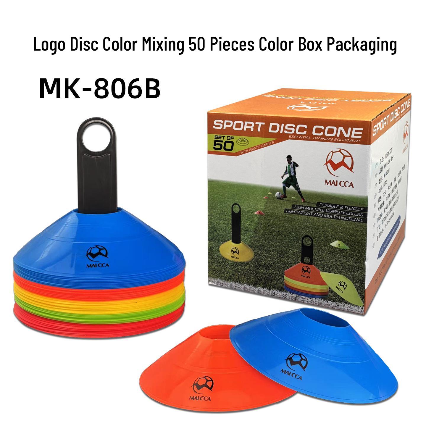 

Football Training Marker Set: Disc Cones, Round-Mouth Discs, Frosted Flower-Mouth Discs, and Obstacle Markers. 50 Pieces Color Box