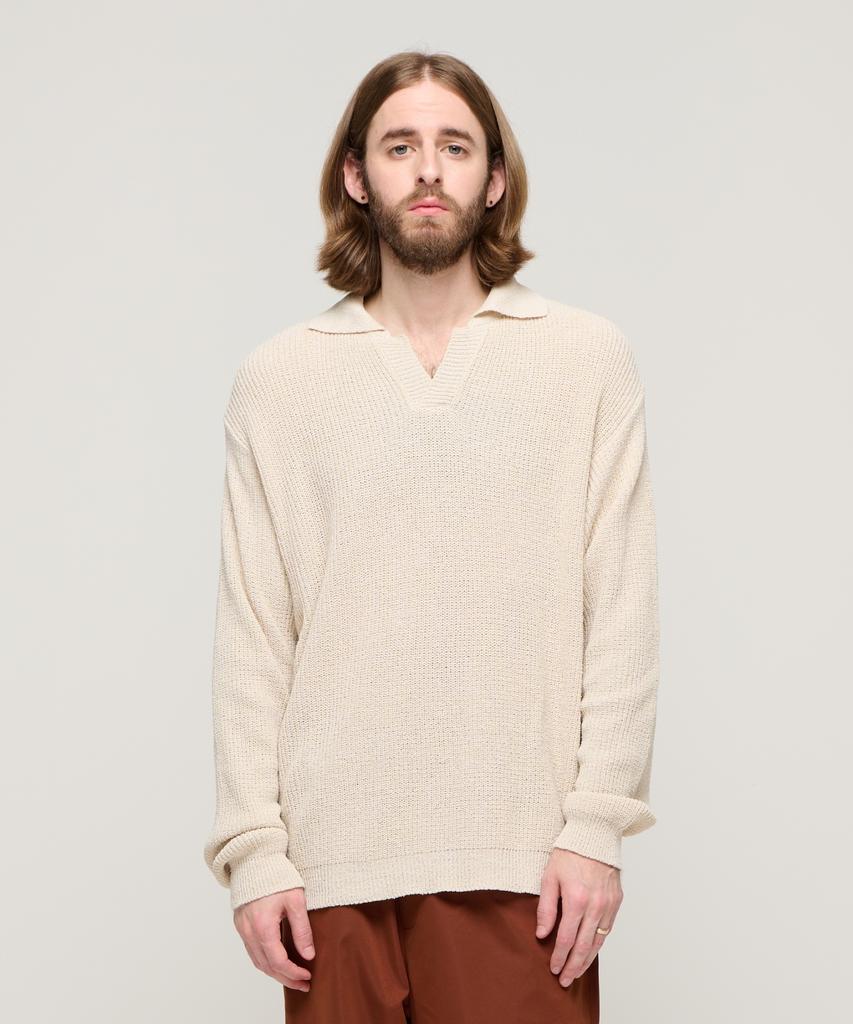 CARGOBROS Boucle Open Collar Knit (Beige)
