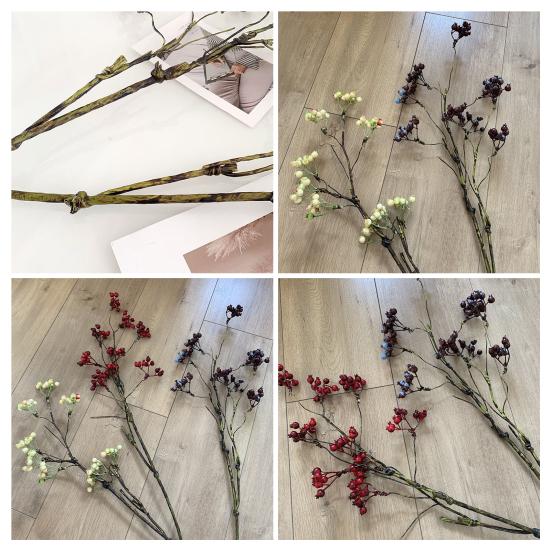 Artificial Berry Pick Realistic Yellow Blue Red Berries Stem Indoor Outdoor Holiday Party Home Office Decoration Faux Plants Branch