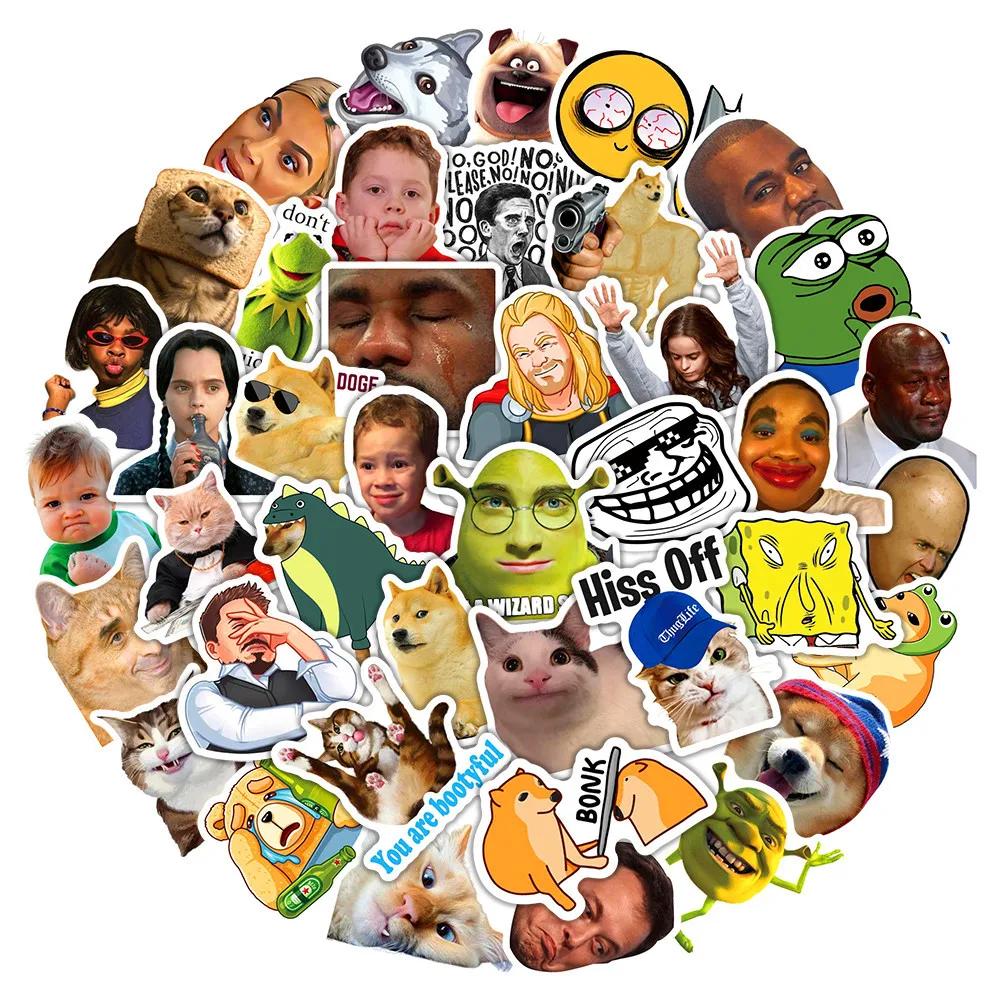 50Pcs Meme Funny Stickers Graffiti Decal Waterproof Diy Notebook Stationery Fridge Luggage Joke Sticker Toy Gift