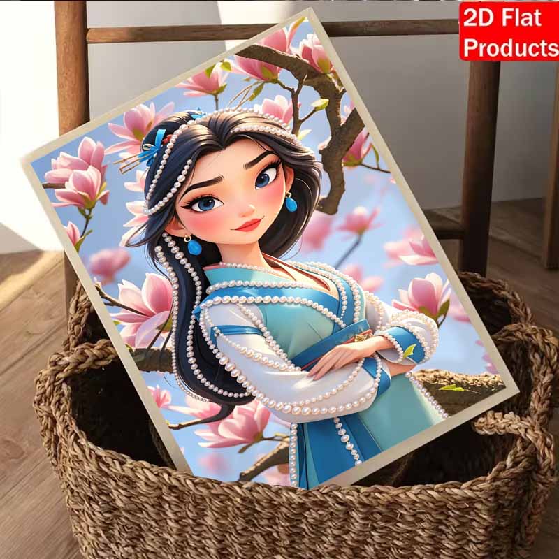 Disney Pearl Painting Mulan Portrait for Beginners and Adults, DIY Pearl Diamond Art Painting Kit for Home Wall Decor Gifts