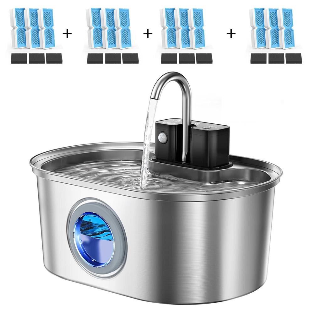 3L Stainless Steel Wireless Recharging Sensor Cat Water Fountain Auto Drinking Fountain For Cats Dog Drinker Pet Dispenser Bowl