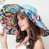 Sun Hats for Women Summer Large Beach Hat Flower Printed Wide Brim