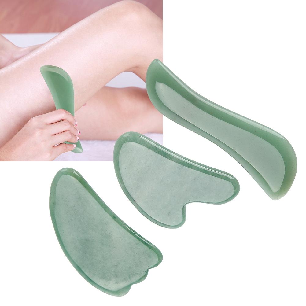 3Pcs Green Aventurine Scraping Plate Board Set Body Massage Plate Scraping Massage Tool