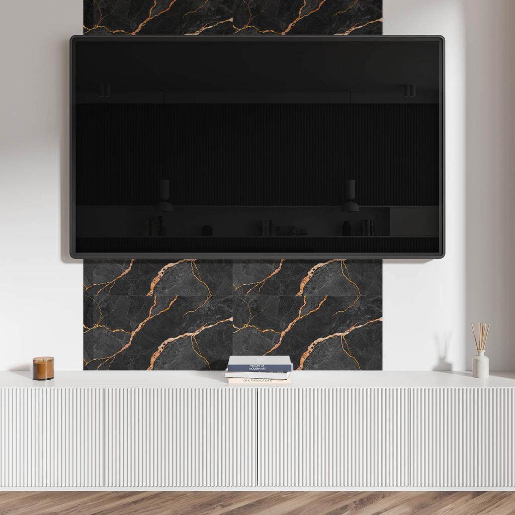 Aesthetic Vinyl Wall Tiles With Print Elegant Marble With Veins 6X60X30 Cm