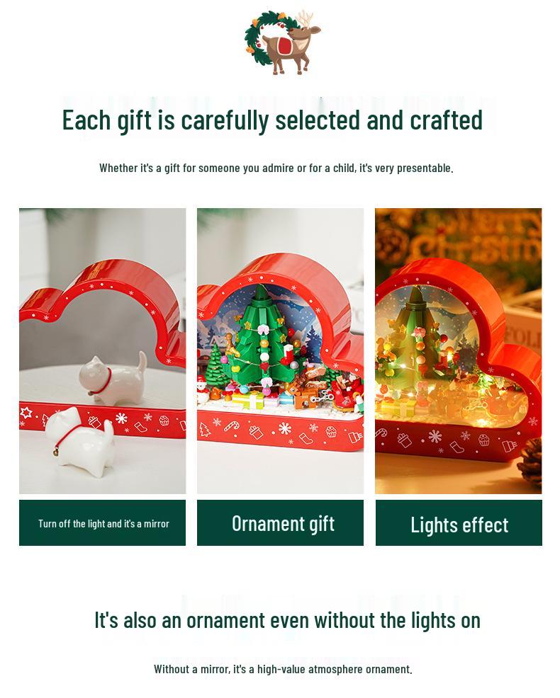 Takasaki 3011 Weihnachtsbaum Spiegel mit Lichtern Bausteine Spielzeug Schmuck Geschenk für Kinder