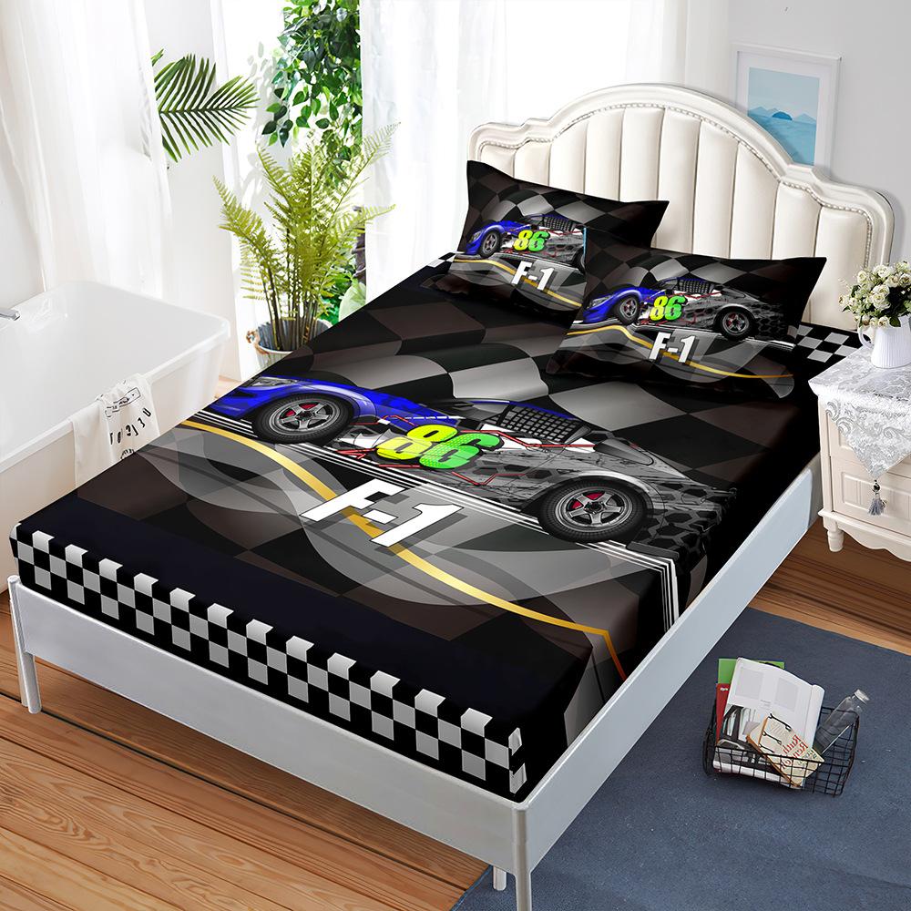 

Mattress Three-Piece Set, Construction Vehicle Racing Car, Bedspread, Pillowcase, Mattress Protective Cover Sheet 100*190*40cm*1 Pillowcase 51*75cm*1