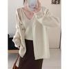 Lazy Wind Knitted Sweater Cardigan Sweater Jacket Top with V-neck Sling Vest Simple Two-piece Set Women