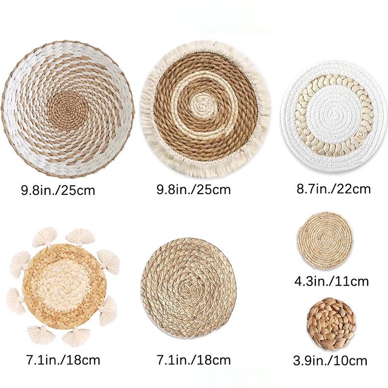 Handmade Bohemian Woven Grass Wall Basket Set - Perfect for Living Room and B&B Entrance Decor