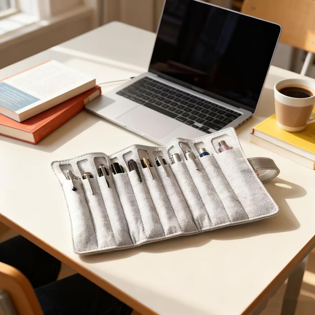 11-Pen Capacity Felt Roll-Up Pen Curtain, Multifunctional Storage Bag for Pens & Brushes