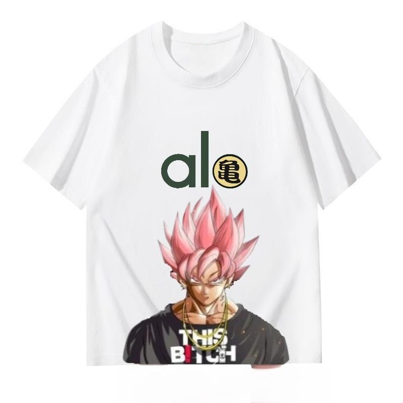 Dragon Ball Animation Derivatives GOKU Super Saiyan Printed Short Sleeve Tshirt Unisexs and Womens Fashion Loose Cotton Top S