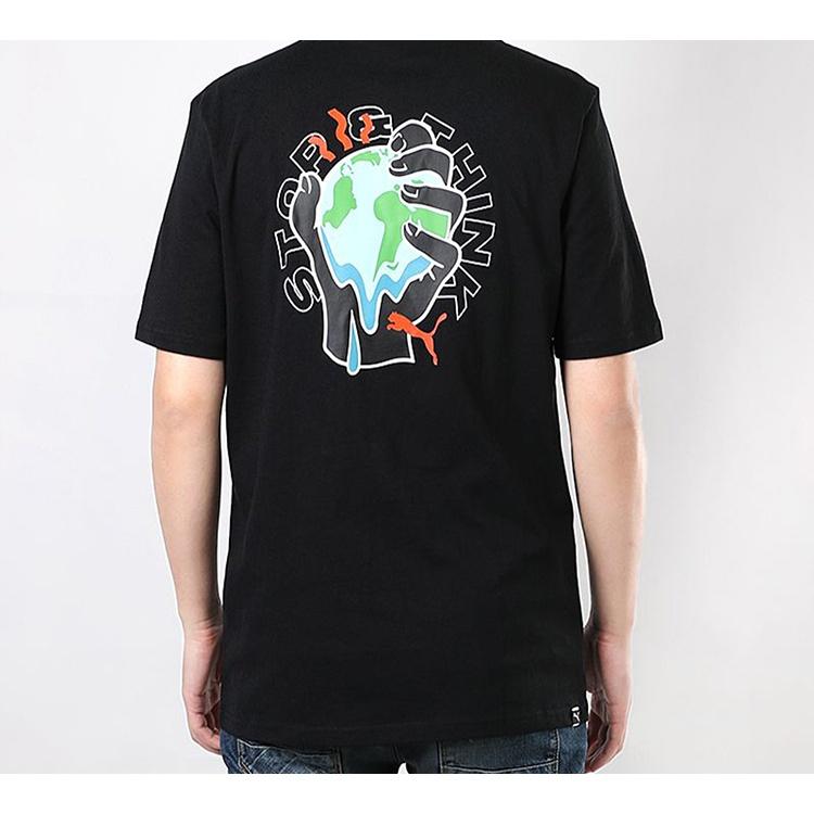 PUMA Environmental Friendly Printing Round Neck Short Sleeve Black Men's 599181-01