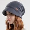 Chapeau d'hiver pour femmes, large bord court, élastique, couleur unie, doux, chaud, épais, peluche, résistant au froid, antidérapant, bonnet tricoté pour l'extérieur, hiver