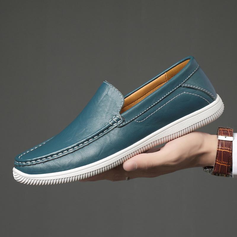 Men's shoes 2025 summer new men's soft-soled one-pedal lazy shoes light luxury comfortable wear-resistant Doudou casual leather shoes