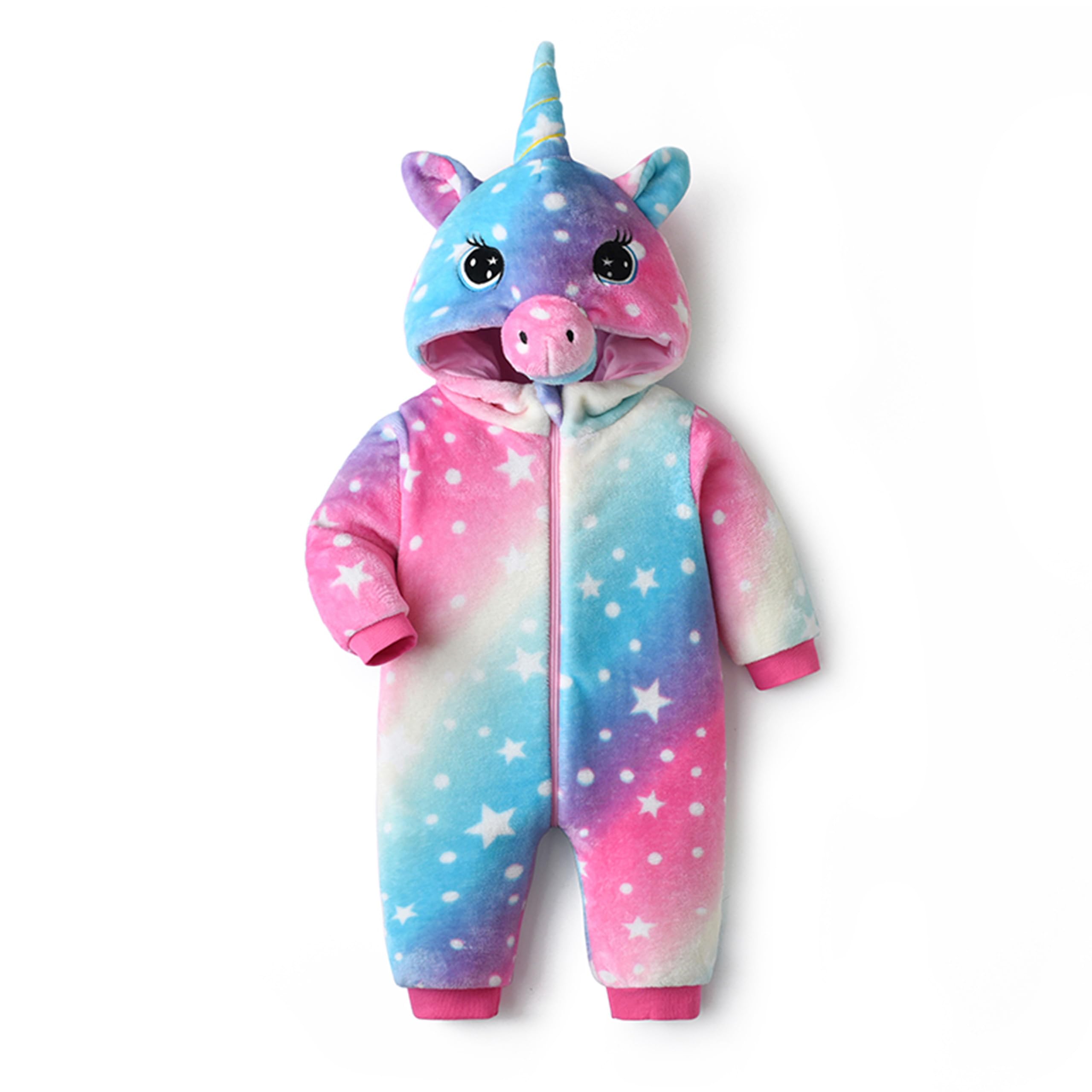 

LOLANTA Kids Unicorn Kigurumi Baby Costume, Halloween Costume, Christmas Costume, Flannel, BluePink, Size 90