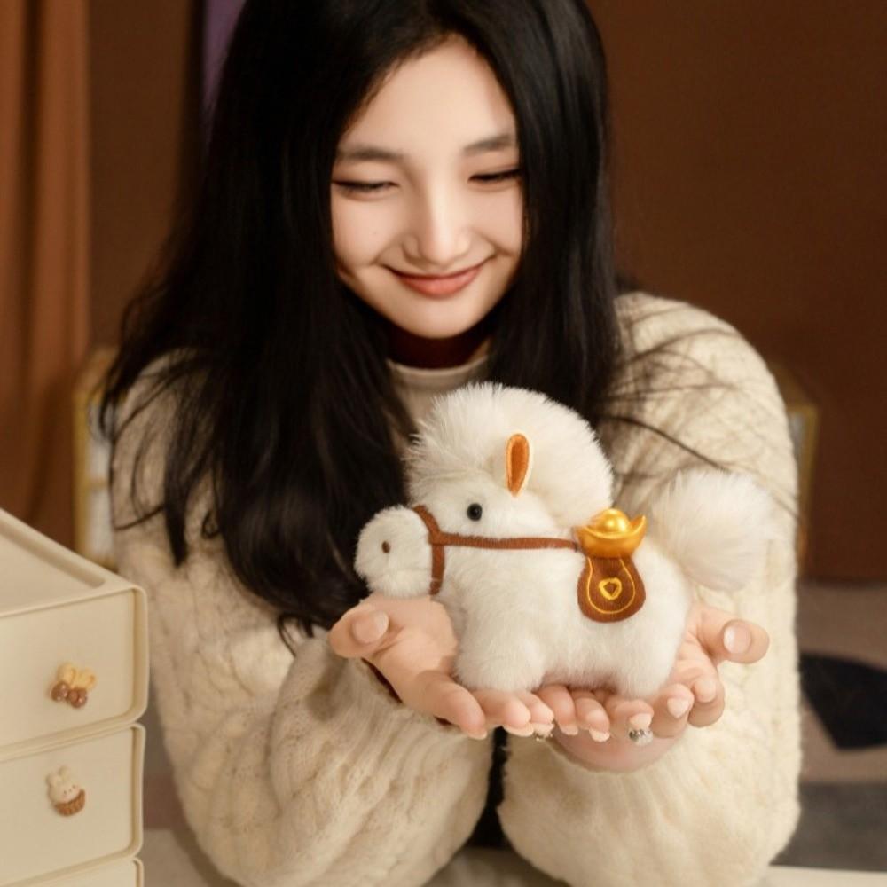 Cute Plush Horse Keychain Mascot Dolls Chinese New Year Gift Yuanbao Pony Pendant Home Decoration