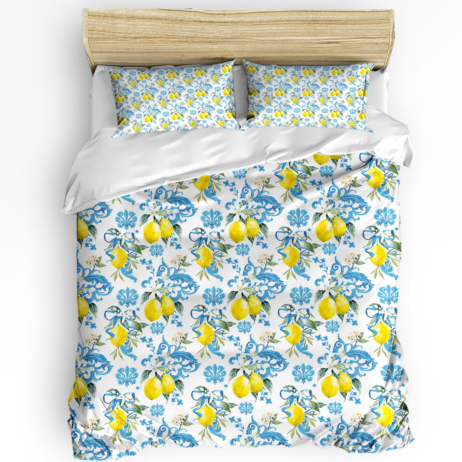 

Trendy SkinFriendly Watercolor Lemon Fruit White Yellow With Pillow Case Custom 3pcs Bed Home Textile Double Quilt Comforter (quilt)-EU Single(135*200cm)3pcs