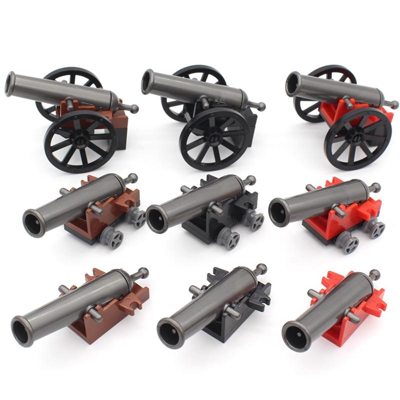 MOC Medieval Army Weapons Building Blocks Cannon Pirate Ship Soldiers Figures Military War Scene Assembling Mini Brick Toy Gifts