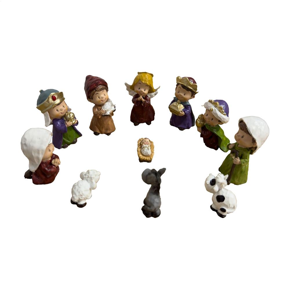 

Nativity Figurines Christmas Figurine Ornament Birth of Jesus Sculpture for Desk Bedside Nightstand Bookcase Bookshelf Window