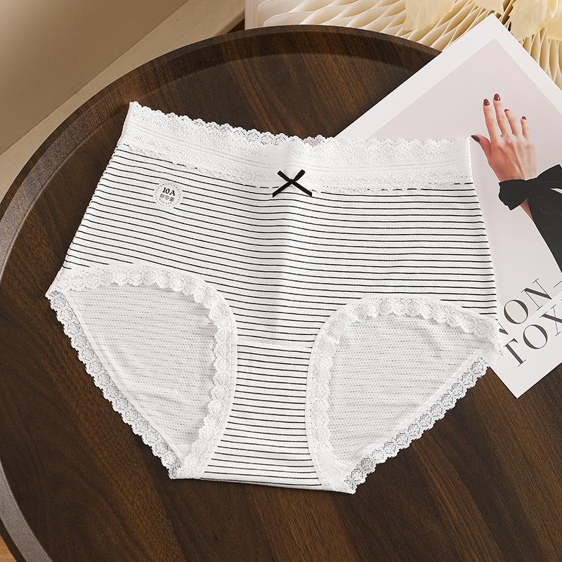 Big Size Female Spring and Summer Flower Lace Edge Pure Cotton 10a Extension Crotch Triangle Briefs