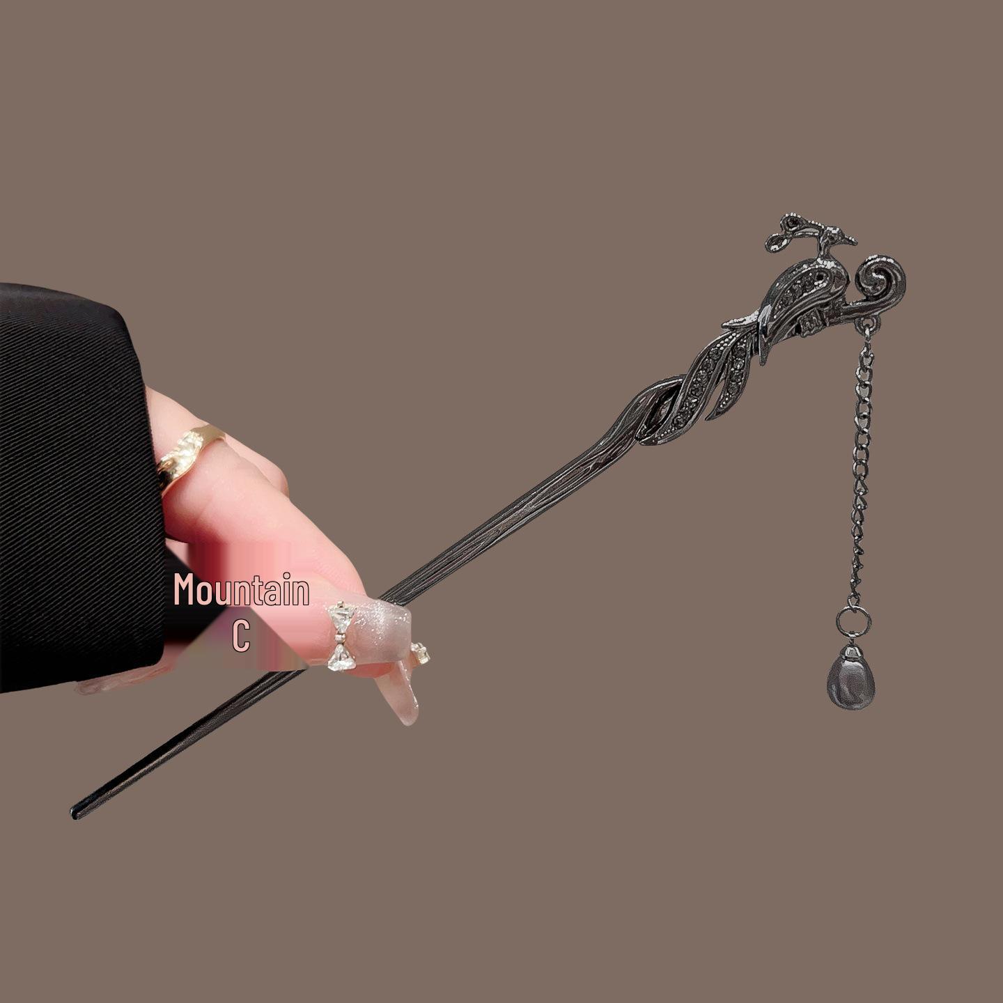 

Черная заколка-шпилька с кисточкой, в современном минималистичном стиле