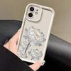 Simple white lotus iPhone15/14ProMax mobile phone case Apple 13/12/11 anti-drop XS/XR ladder 16