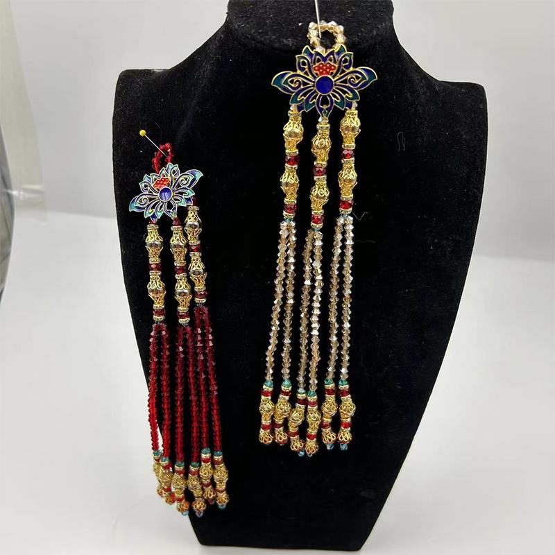 Handmade Wedding Groomsmen Hanfu Embroidery Zipper Tassel Cheongsam Pendant Diy Hairpin Bead Stringing Adult Alloy Glass