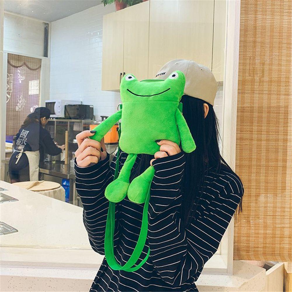 Personality Girl Small Bag Cartoon Cute Frog Casual Messenger Bag Chest Unisex Shoulder Crossbody Women Bag Funny Plush Bag