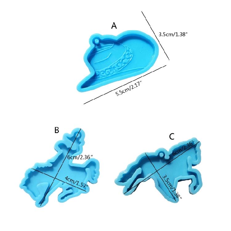 Cowboy Hat Horse Keychain Silicone Mold with Hole Pendant Handmade Mold