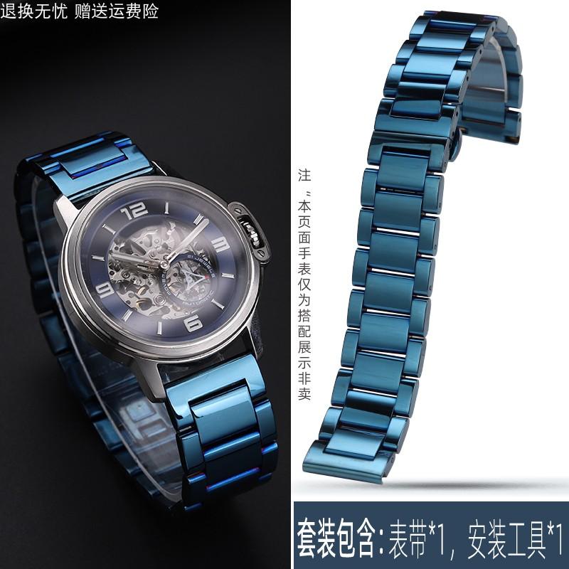 Cinturino per orologio in acciaio inossidabile blu Per Rossini CITIZEN Tissot Cinturino per orologio Catena in acciaio inossidabile Metallo Cinturino in acciaio massiccio 20 21 22mm
