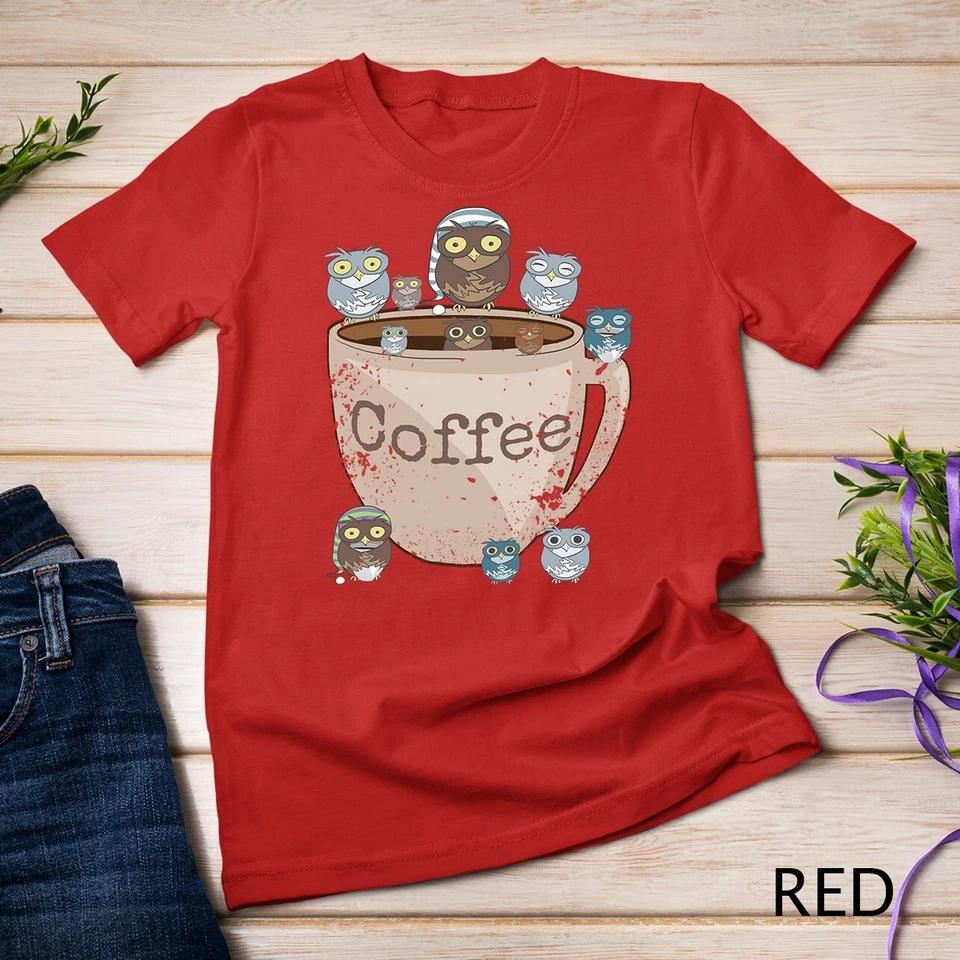 Funny Sarcastic Coffee & Owl Lovers Tee - Cute Vintage Owls Unisex T-shirt 7 M