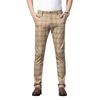 Pantaloni da uomo a quadri slim fit elasticizzati - Pantaloni dritti casual alla moda per l'autunno