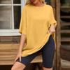 A Solid-color Loose Short-sleeved, Round-neck Plate-sized Top For Women In Spring And Summer