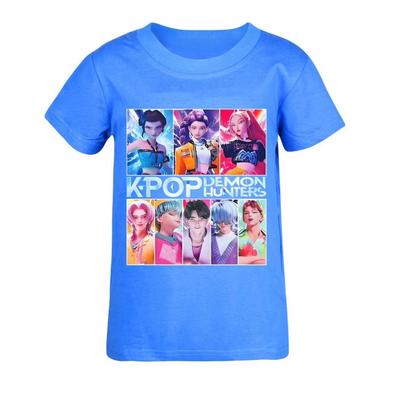 Children's KPop Devil Hunter Saja Printed Soft Cotton Boys and Girls Summer Fashion T-shirt Top