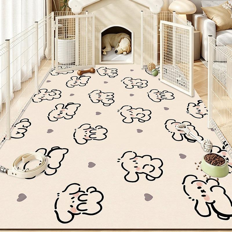 Cartoon Pet Rug Waterproof Urine-proof Scrubable Washable Rugs Cat Dog Kennel Fence Floor Mat Pvc Leather Mats Carpet Tapete
