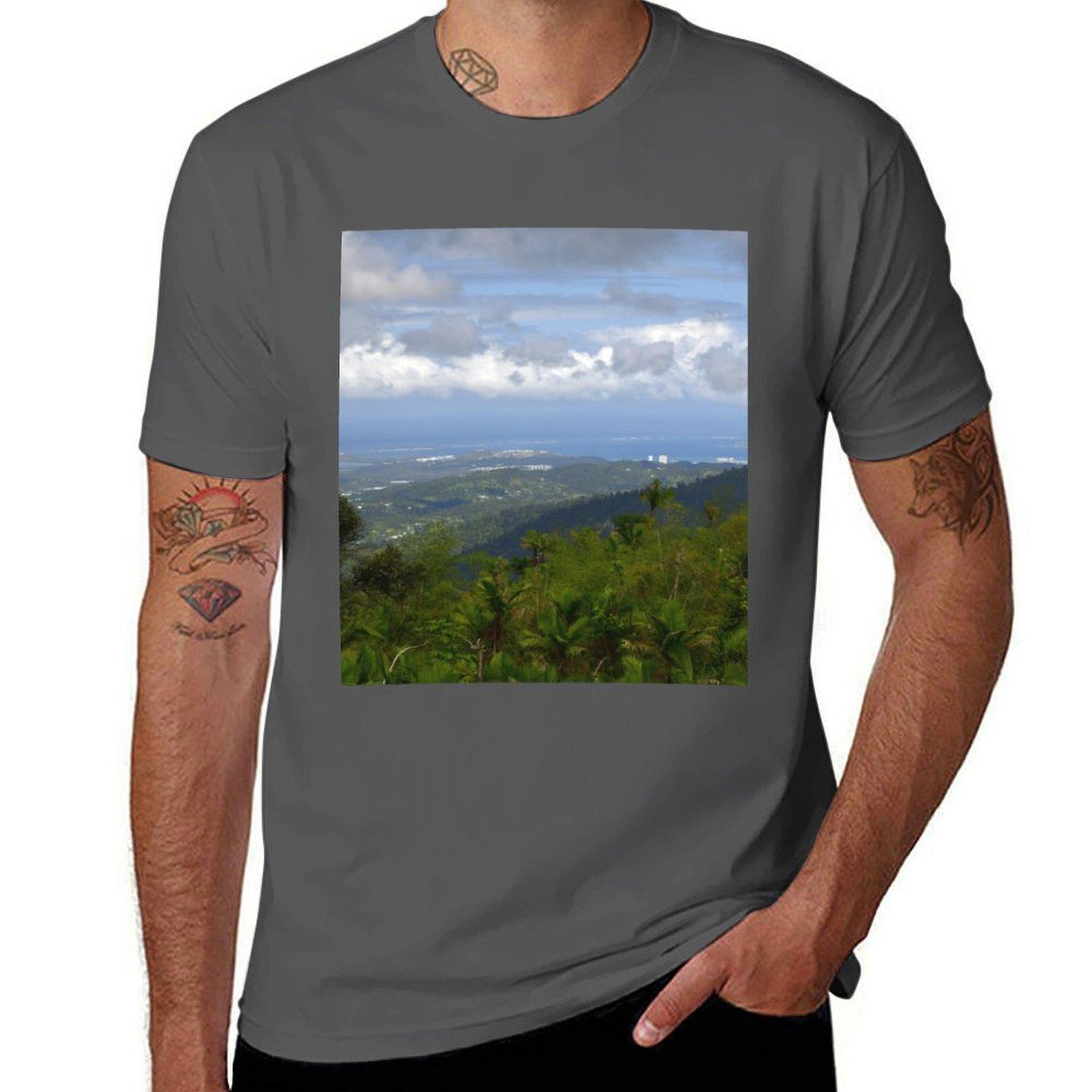 

View from El Yunque rainforest of the coast T-Shirt t shirts cotton 100% t shirts for man cotton soft t shirts designer T-Shirt 4XL