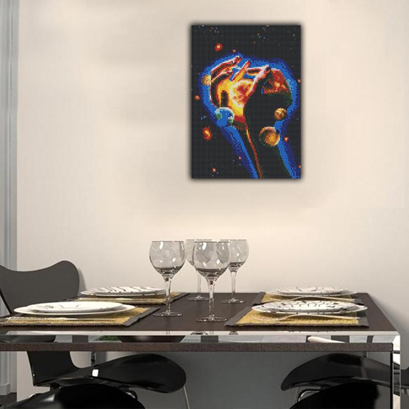 FIYO 11.8x16.73 In Diamond Painting Full Round Drill Planet Hand Round Diamond Painting Handmade Diy Diamond Mosaic Painting Home Decoration