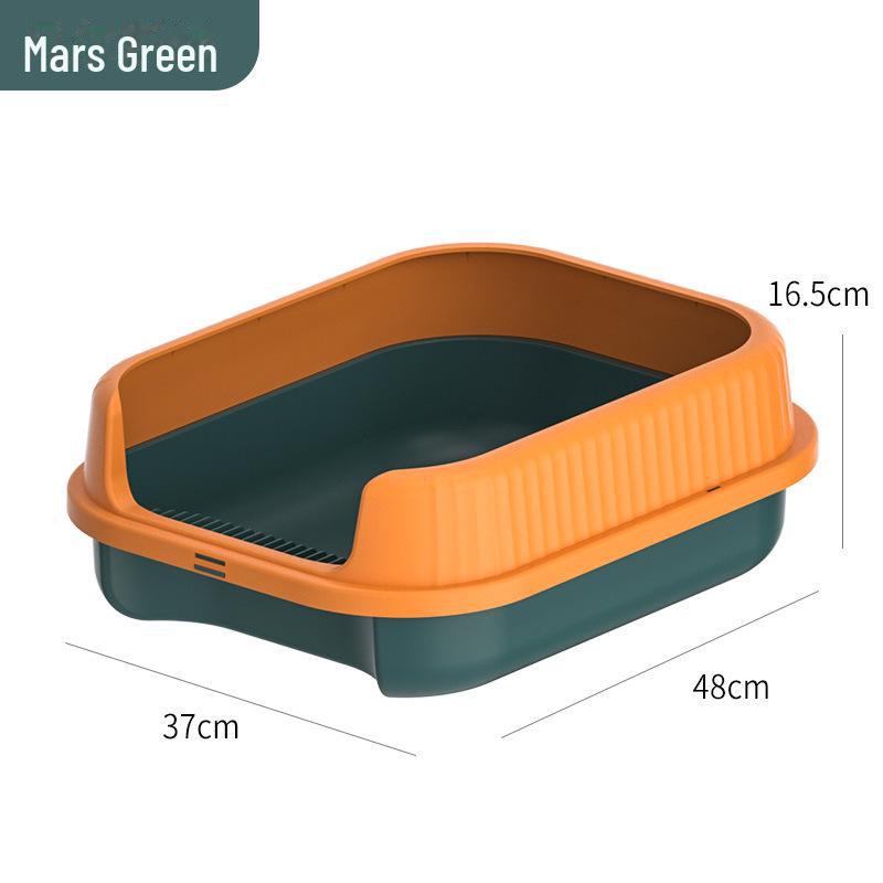 Semi-Enclosed Cat Litter Box with High Sides - Splash-Proof Toilet & Shovel, Free Shipping
