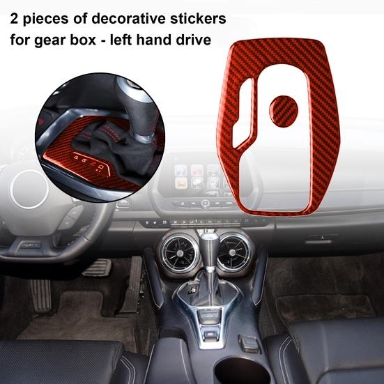 2Pcs Panel Waterproof Red Fiber Decor Sticker Heatresistant Carbon
