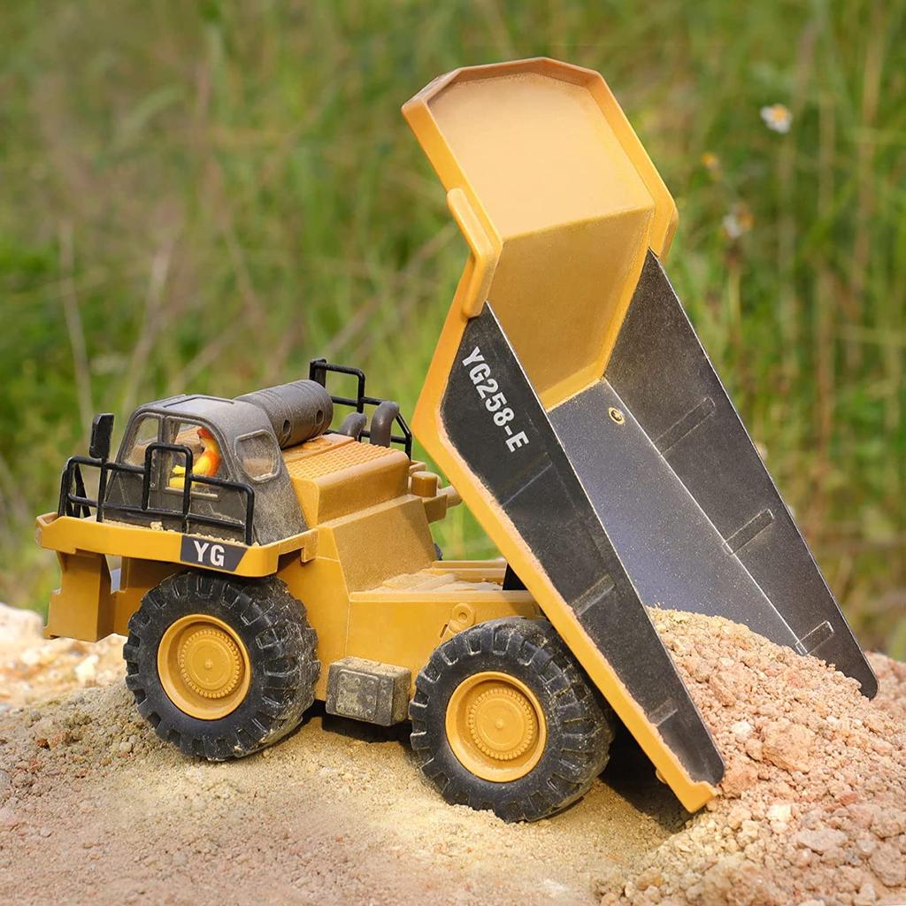 1/24 Alloy RC Dump Truck Car with Light Engineering Vehicle Excavator Remote Control Dumper Car Toys for Boys Christmas Gifts